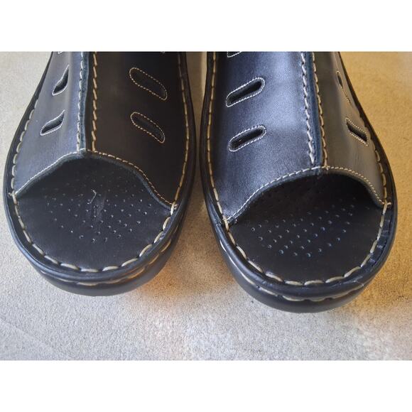Josef Seibel Shoes Size 43 (11) Black Leather Slipon Sandals Excellent Condition - Picture 9 of 10
